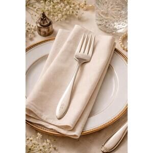 Oneida USA 1950s Mooncrest Silverplate Dinner Cold Meat Serving Fork, 8.5”